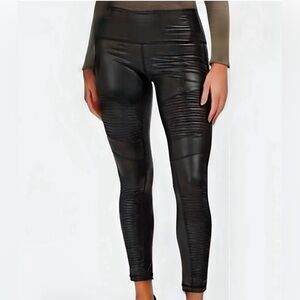 7 for all Mankind Black Faux Leather‎ Moto Leggings Pants size L Rocker Chic